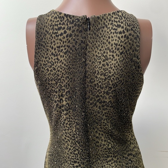 Alexia Admor Dress Sleeveless Bodycon Midi Leopard Animal Print Gold Green Large - Picture 5 of 12
